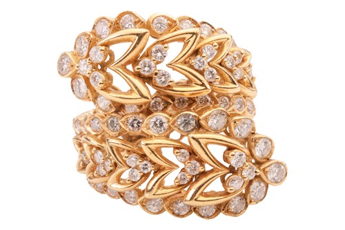 Lot 150 - A diamond-set cross over ring, featuring...