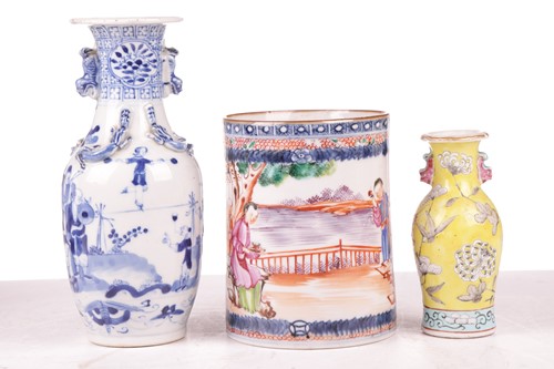 Lot 66 - A Chinese Famille Rose export porcelain porter...