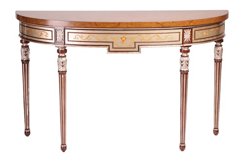 Lot 115 - Theodore Alexander; a demi lune console table...