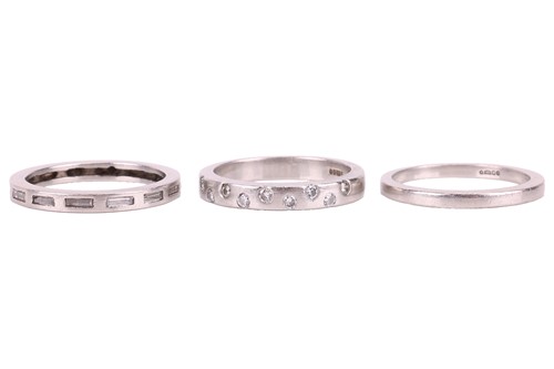 Lot 162 - Three stacking rings, comprising a platinum...