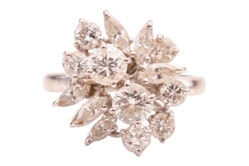 Lot 149 - A diamond cluster ring, a tiered head composed...