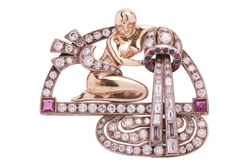 Lot 143 - An 'Aquarius' brooch cum pendant set with...