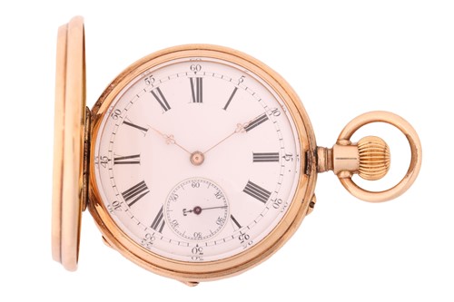 Lot 200 - A full hunter French pocket watch in 14kt,...