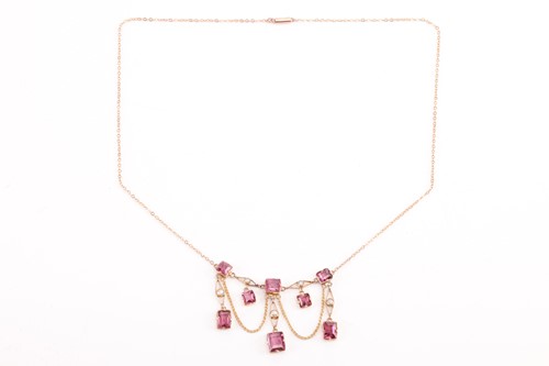 Lot 13 - A Late Victorian swag necklace set with...