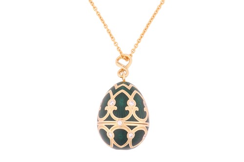 Lot 98 - Fabergé - a Palais Tsarskoye Selo green enamel...