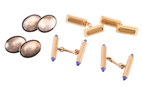 Lot 8 - Three pairs of cufflinks; including a pair of...
