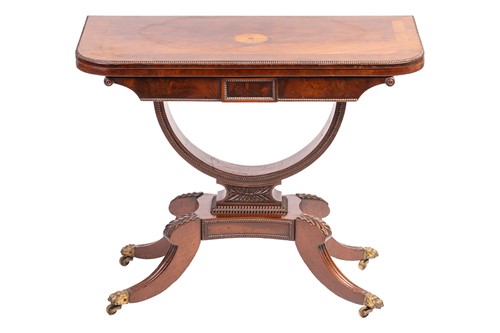 Lot 140 - A well-drawn Regency mahogany fold-over "D"...