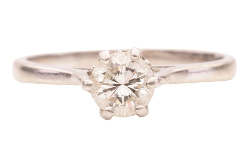 Lot 95 - A diamond solitaire ring, claw-set with a...