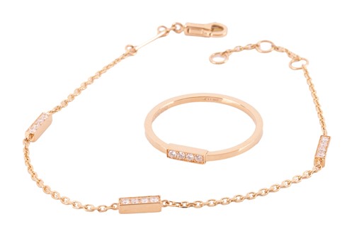 Lot 8 - A Celine diamond-set 'Line' ring and bracelet...