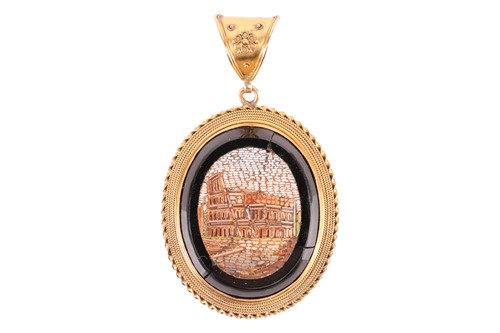 Lot 3 - A Grand Tour micromosaic pendant, depicting...