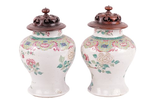 Lot 67 - A pair of Chinese Famille Rose porcelain...