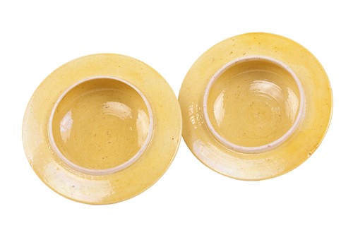 Lot 135 - A pair of Chinese Imperial Yellow porcelain...
