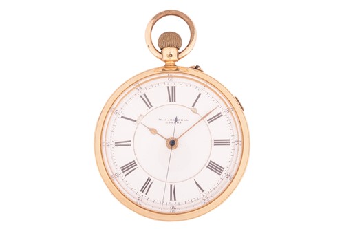 Lot 256 - An MJ Russell 18 carat open face pocket watch,...