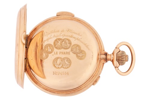 Lot 328 - La Phare - a fine 14-carat gold cased minute...