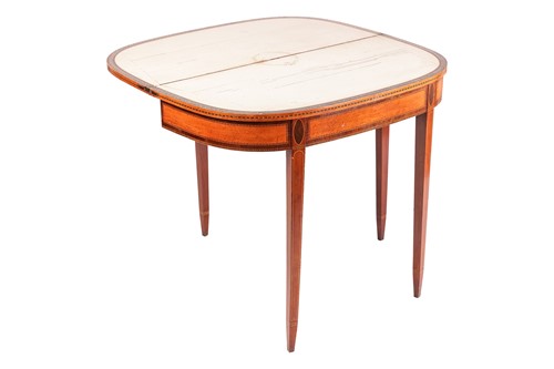 Lot 102 - A George III satinwood and parquet line inlaid...