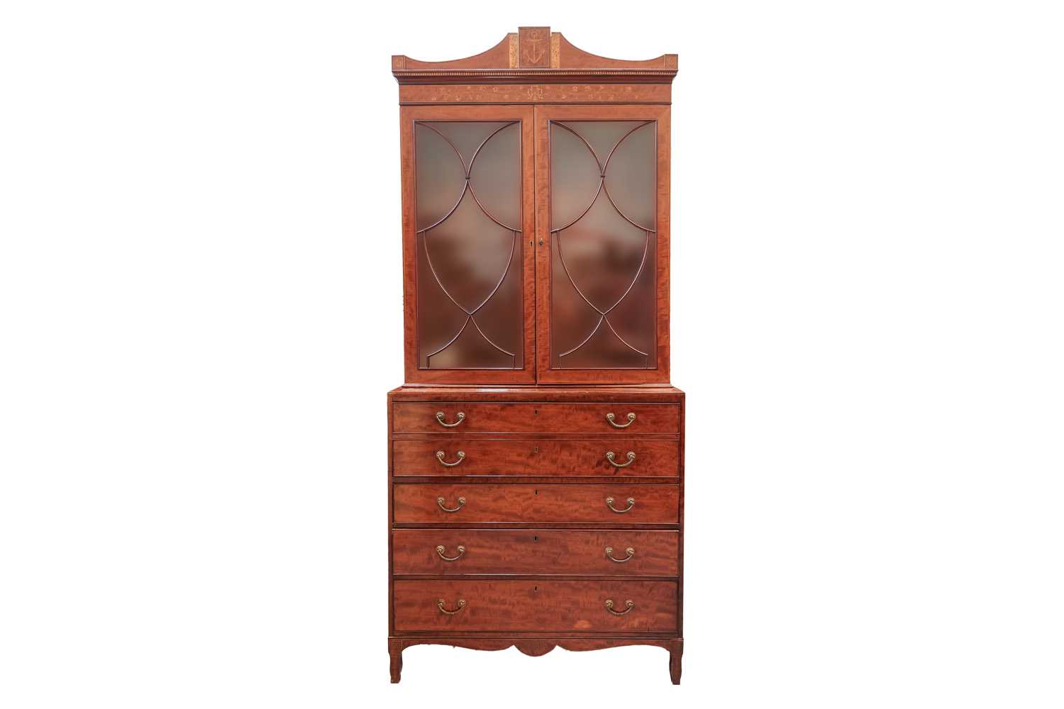 Lot 99 - A late George III mahogany secretaire bookcase,...