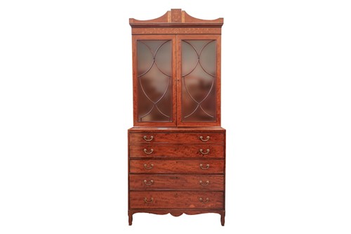 Lot 99 - A late George III mahogany secretaire bookcase,...