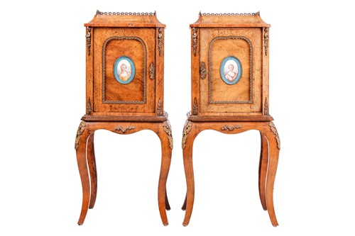 Lot 184 - A pair of Napoleon III tulipwood banded caddy...