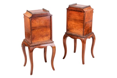 Lot 184 - A pair of Napoleon III tulipwood banded caddy...
