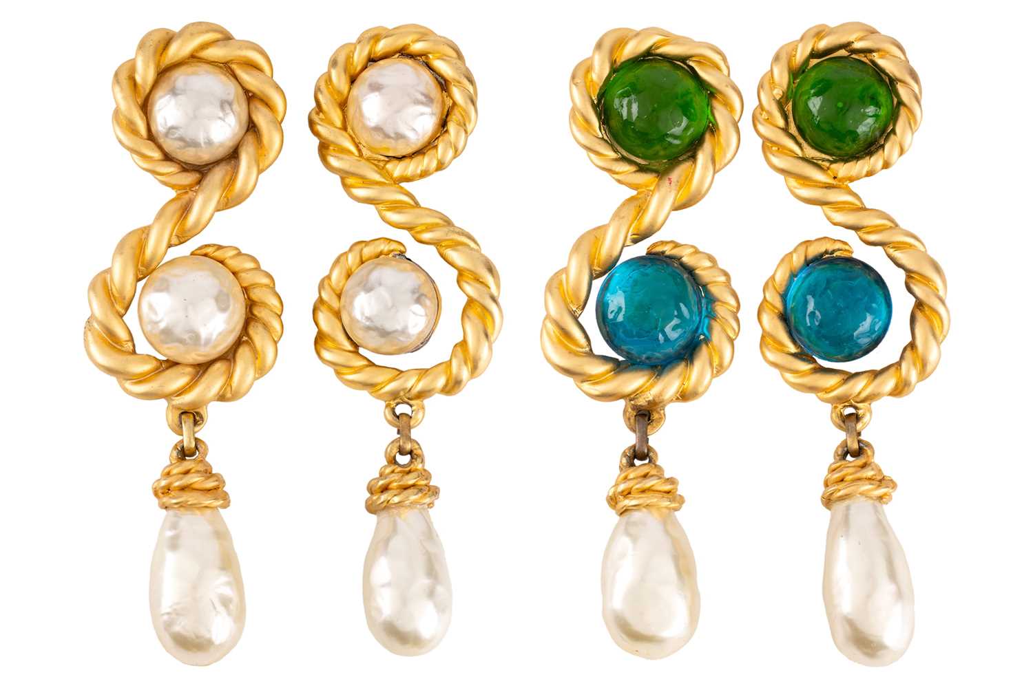 Lot 87 - Chanel - two pairs of drop earrings by...