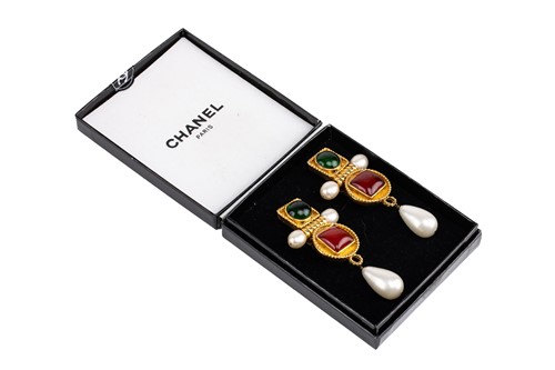 Lot 153 - Chanel - a pair of Byzantine-style clip-on...
