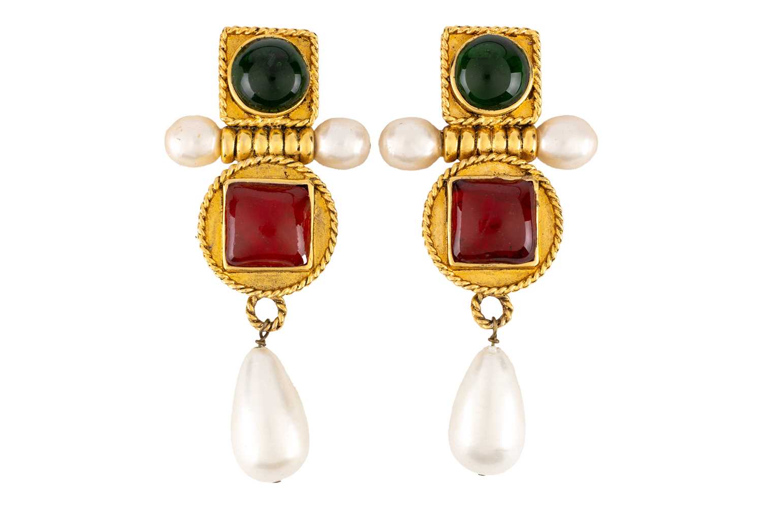 Lot 153 - Chanel - a pair of Byzantine-style clip-on...