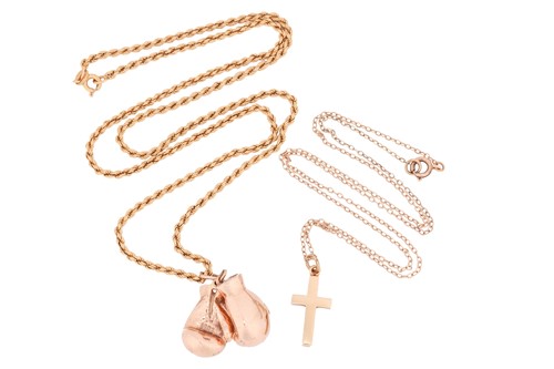 Lot 173 - Two pendants on chain; to include a boxing...