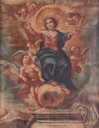 Lot 16 - Cuzco School, The Assumption of the Holy...