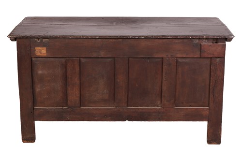 Lot 81 - Late 17th-century oak coffer, carved with an...