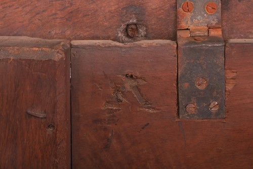 Lot 81 - Late 17th-century oak coffer, carved with an...
