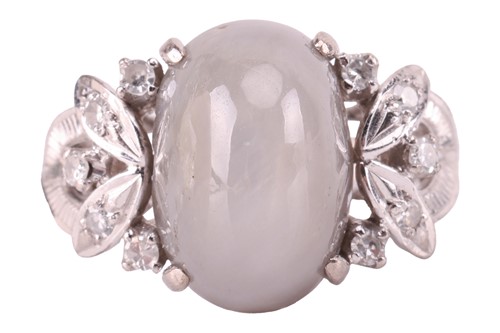 Lot 128 - A grey star sapphire and diamond dress ring,...