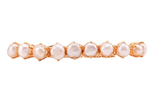 Lot 39A - A pearl-set line bracelet, comprising a row of...