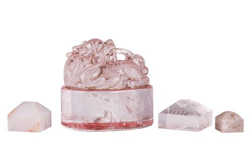Lot 170 - A Chinese carved rock crystal official's seal...