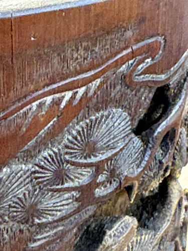Lot 64 - A Chinese bamboo section Bitong, hook carved...