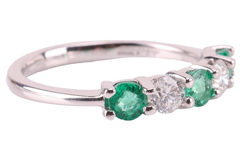 Lot 72 - An emerald and diamond five-stone ring,...