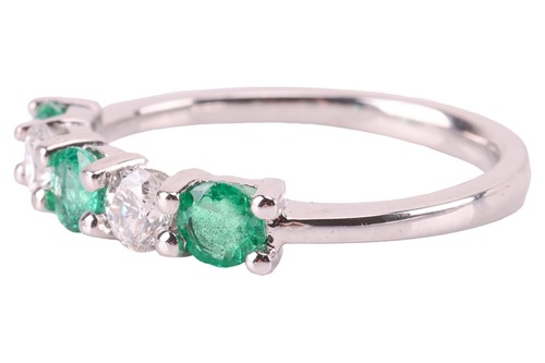 Lot 72 - An emerald and diamond five-stone ring,...