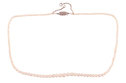 Lot 111 - A single-strand cultured pearl and diamond...