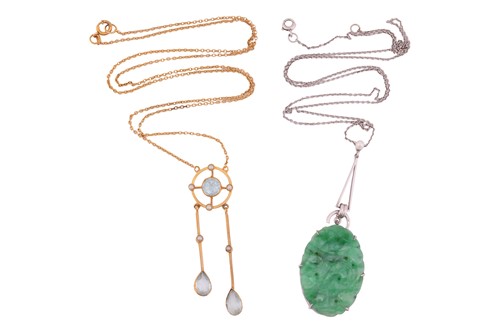 Lot 73 - Two early 20th-century gem-set necklaces; the...