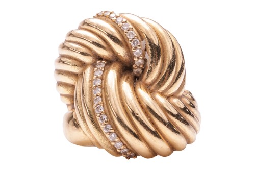Lot 42 - A diamond-set knot ring, of ribbed design,...