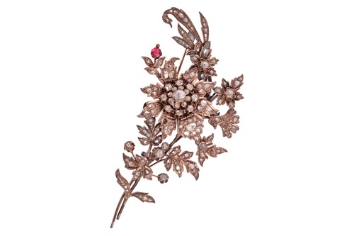 Lot 162 - A late Ottoman floral spray brooch, composed...