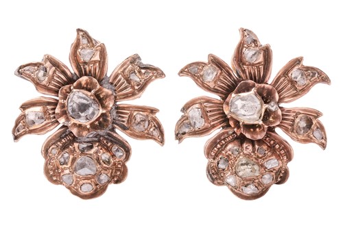Lot 225 - A pair of Ottoman diamond clip-on earrings,...