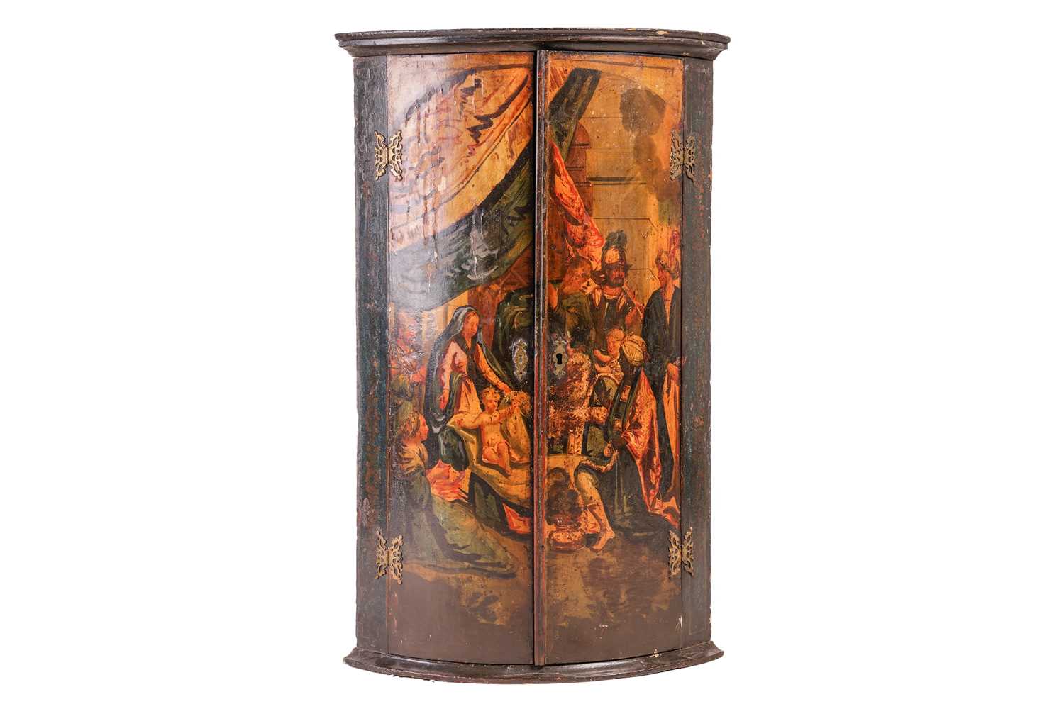 Lot 111 - A 19th century painted wood hanging corner...