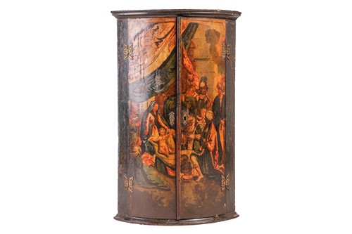 Lot 111 - A 19th century painted wood hanging corner...