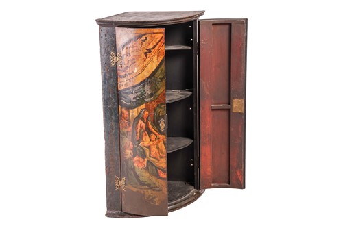 Lot 111 - A 19th century painted wood hanging corner...