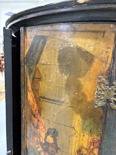 Lot 111 - A 19th century painted wood hanging corner...