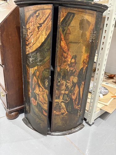 Lot 111 - A 19th century painted wood hanging corner...