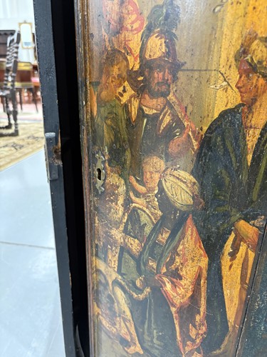 Lot 111 - A 19th century painted wood hanging corner...