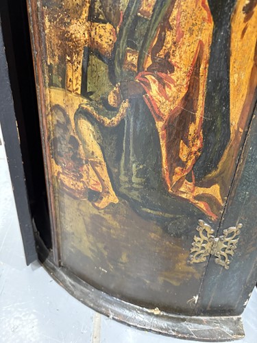 Lot 111 - A 19th century painted wood hanging corner...