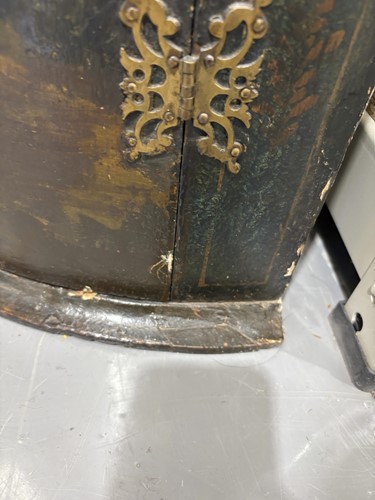 Lot 111 - A 19th century painted wood hanging corner...
