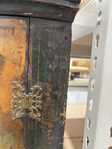Lot 111 - A 19th century painted wood hanging corner...